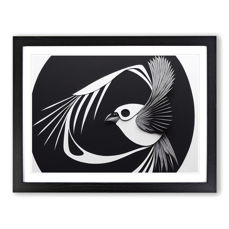 Soulful Abstract Bird - Framed Print, Black, 25cm H x 34cm W x 2cm D