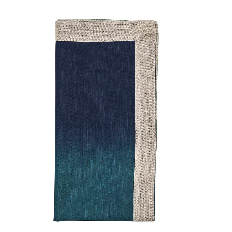 Dip Dye Linen Napkin, Navy/Green