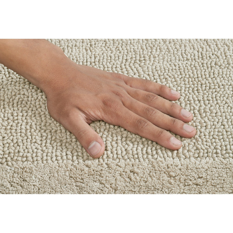 Merkel 100% Cotton Tufted Premium 3 Piece Bathroom Rug Set Machine Washable Extra Soft & Absorbent Reversible Bath Rug, Sand