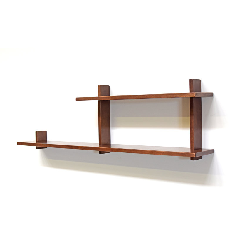 2 Piece Walnut Accent Shelf, Brown, 15" H x 50" W x 7" D 