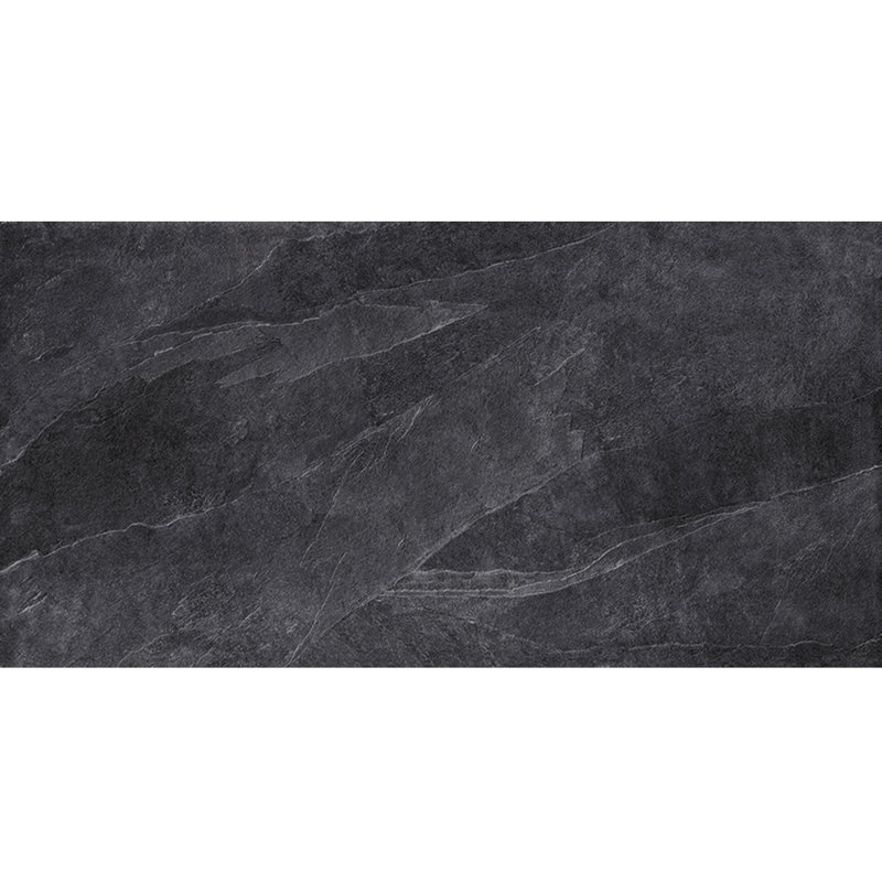 Carreau de porcelaine mate pour plancher et mur 24 po x 48 po Slate Reserve, Noir