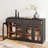 Solid Wood Sideboard Cabinet TV Console Black Pine Wood