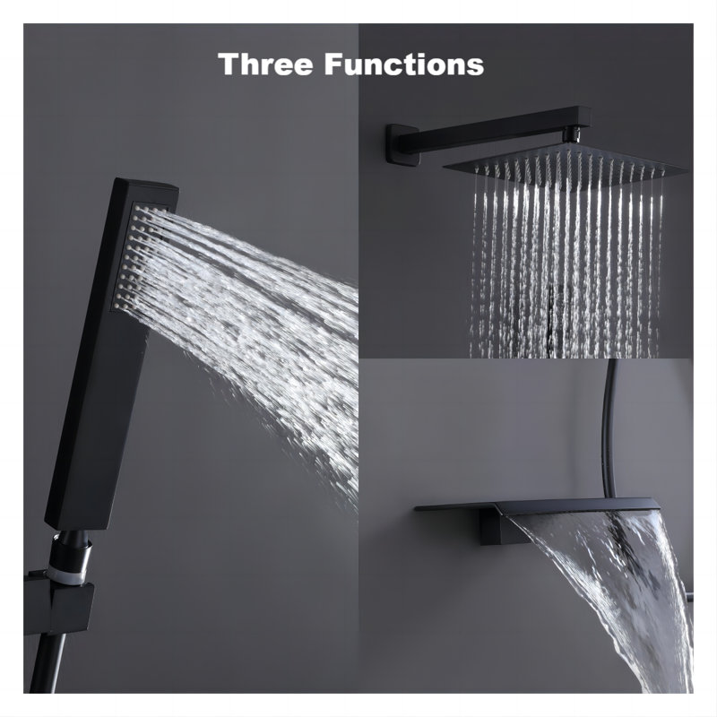 8-Inch Matte Black Multi-Head Rain Shower System with Filter