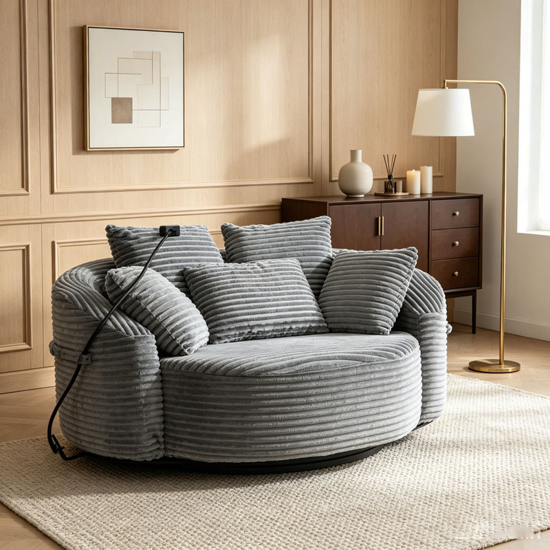 Fauteuil demi-tonneau pivotant à 360 °, Grey
