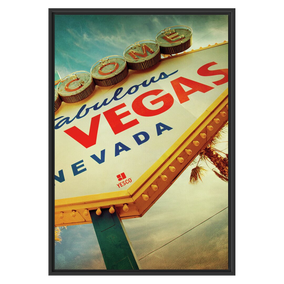 Gerahmtes Wandbild Las Vegas Retro Look