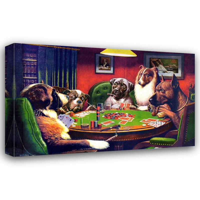 Chiens jouant au poker, H 25 po x l 40 po