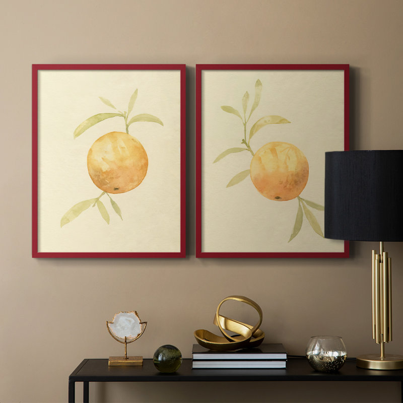 «Dappled Oranges III», reproduction encadrée de qualité supérieure - prête à être accrochée - aucun clou requis - aucun clou requis