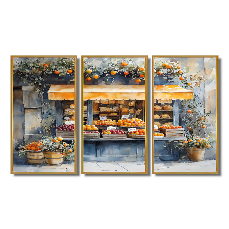 Café français dans des tons de jaune et de vert II - ensemble de décoration murale café français, H 40 po x l 60 po x P 1 po