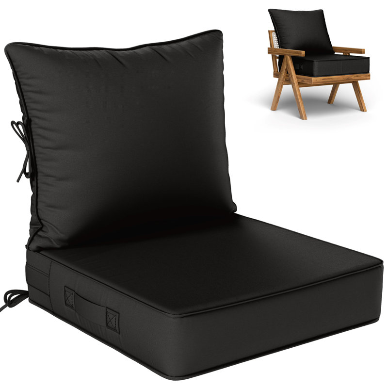 Coussin de siège / dossier d'extérieur, L 24 po x P 24 po, Noir