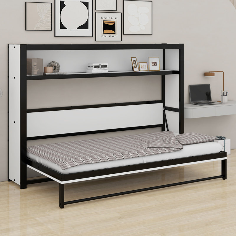 Lit escamotable avec tablettes Murphy, Blanc