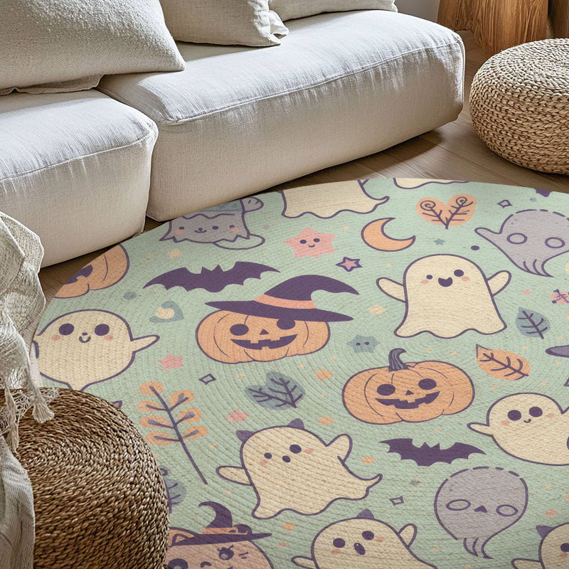 Tapis tressé Eerie Blush Night, Rond 5 pi