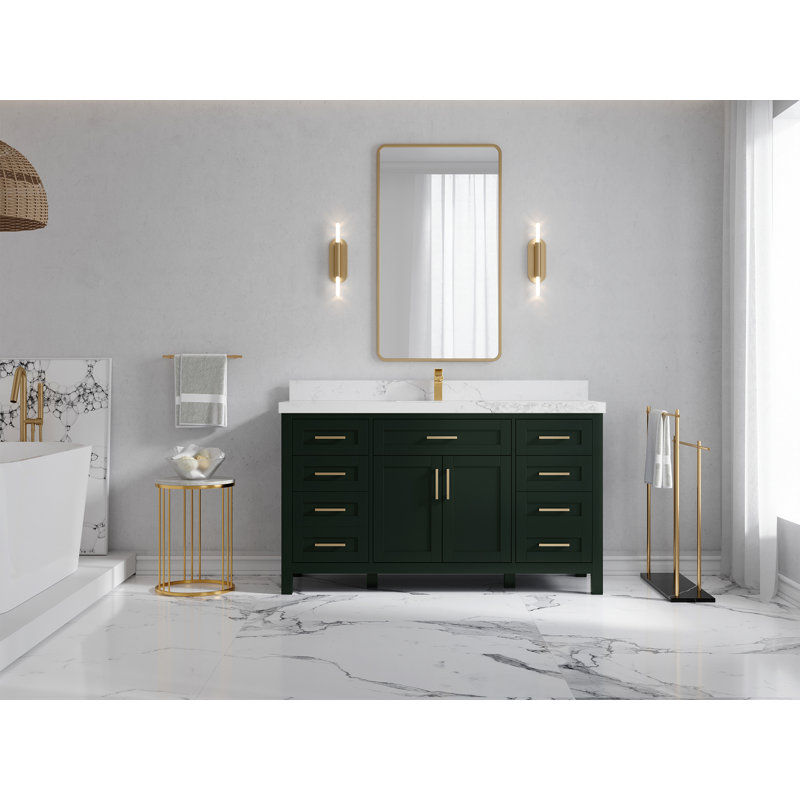 Ensemble de meuble-lavabo simple 60 po Graple Cambridge, Calacatta Nuvo