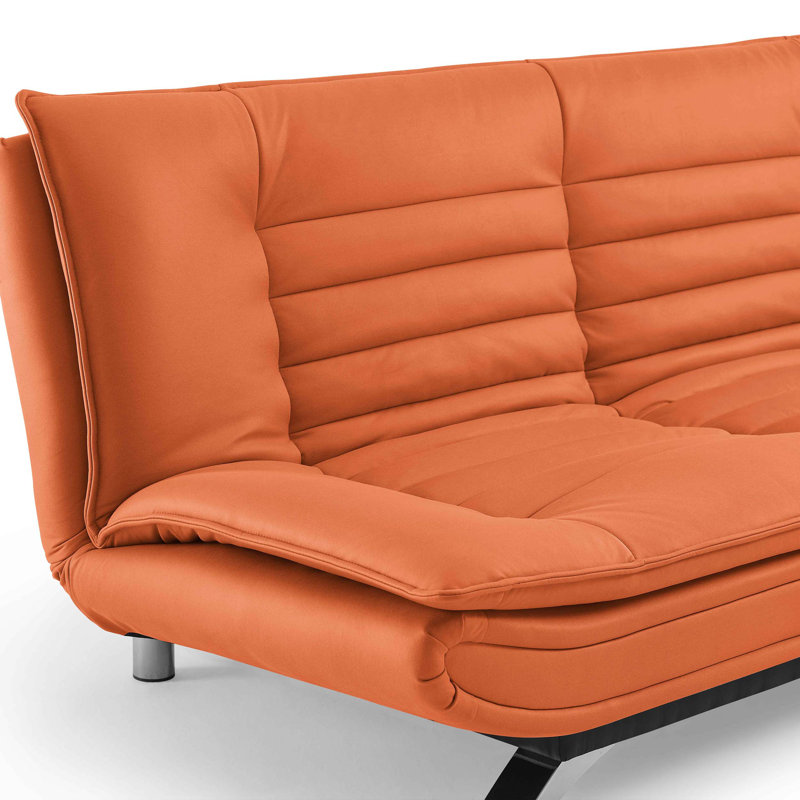 Bridglal 196.1Cm Wide Tight Back Convertible Sofa, Orange 100% Polyester