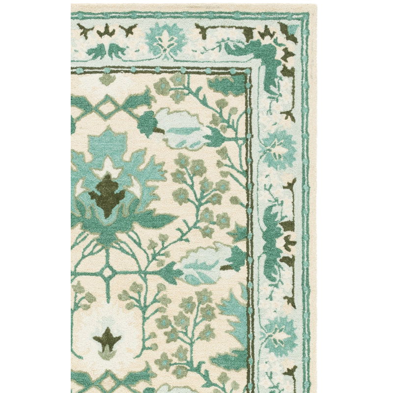 Earthly Treasures Hand Tufted Wool;Cotton;Viscose Floral Indoor Rug, Runner 2'3" x 8'