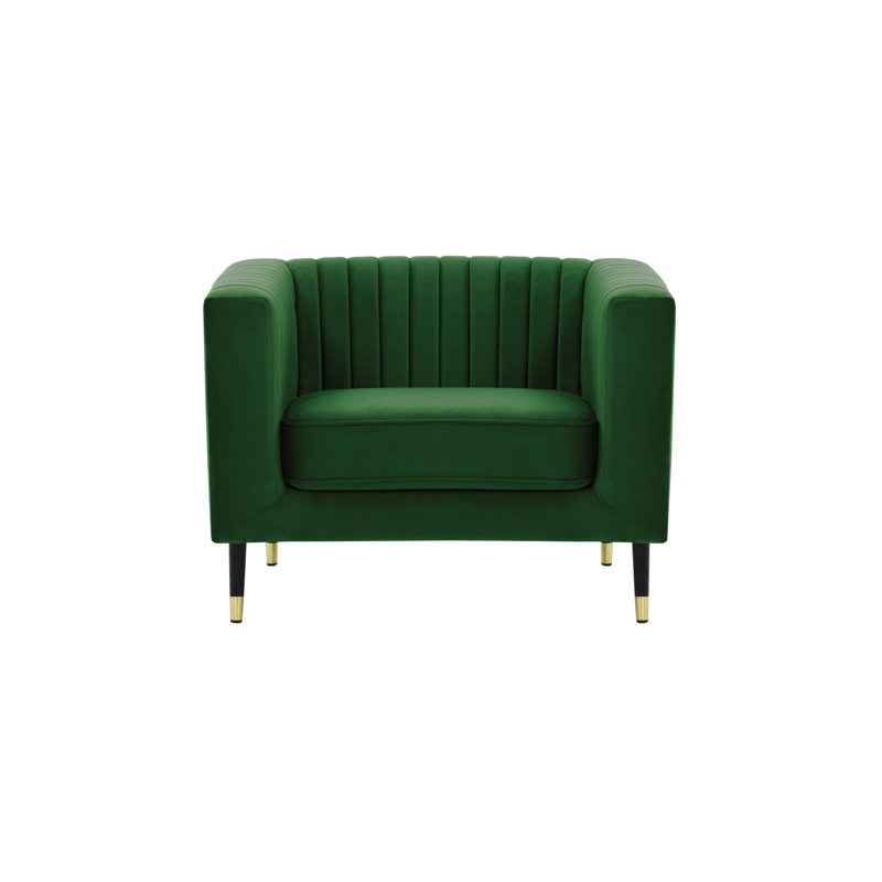 Clevenger Velvet Armchair, Dark Green