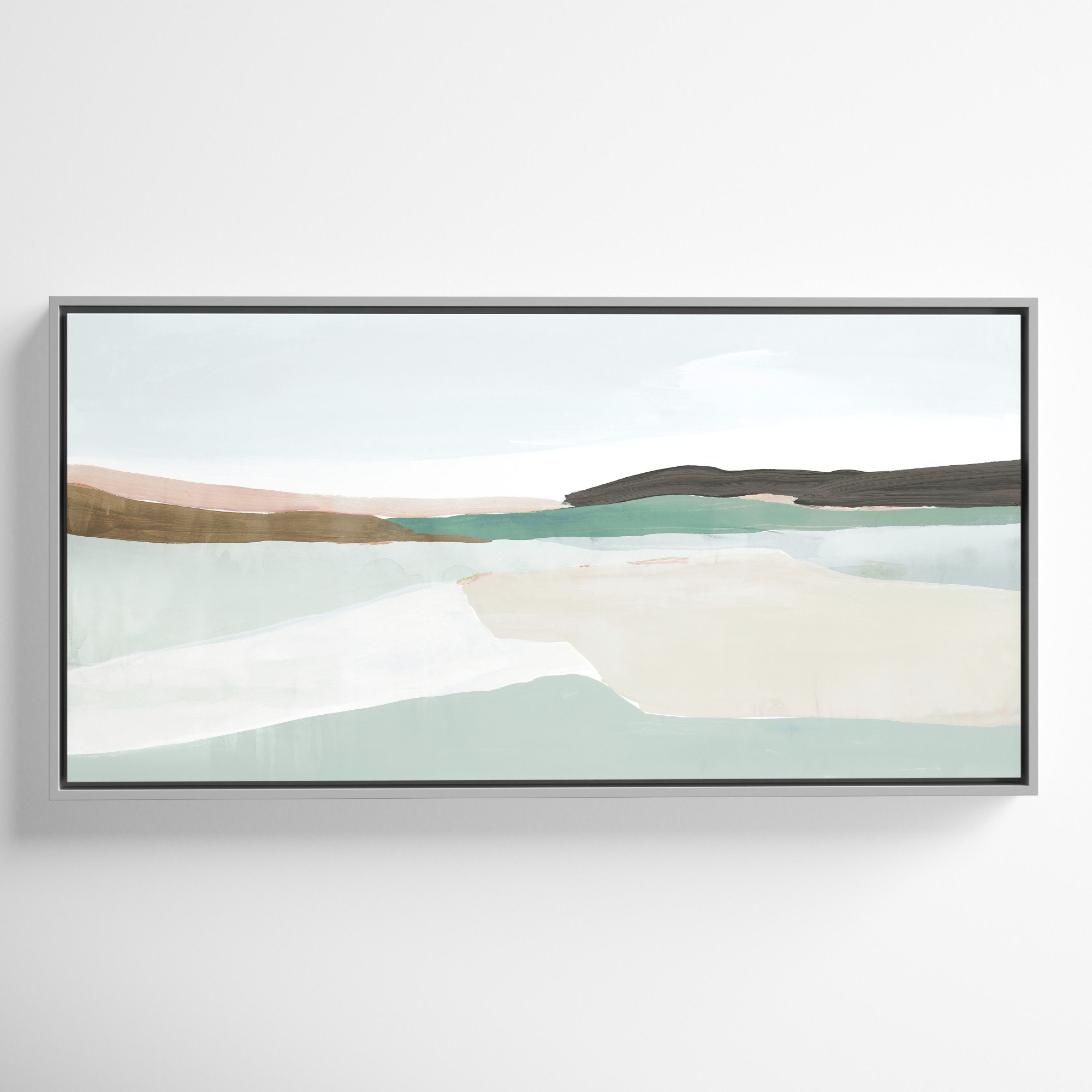 Sole of the Land I Floater Frame Painting, Silver, 19.5" H x 37.5" W