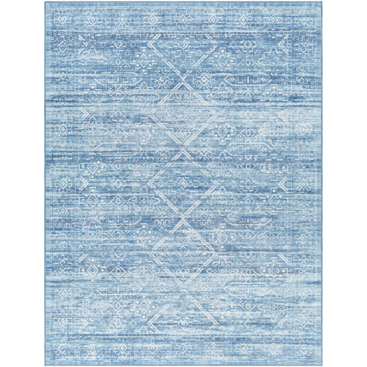 Dirksen Light Blue Machine Washable Area Rug