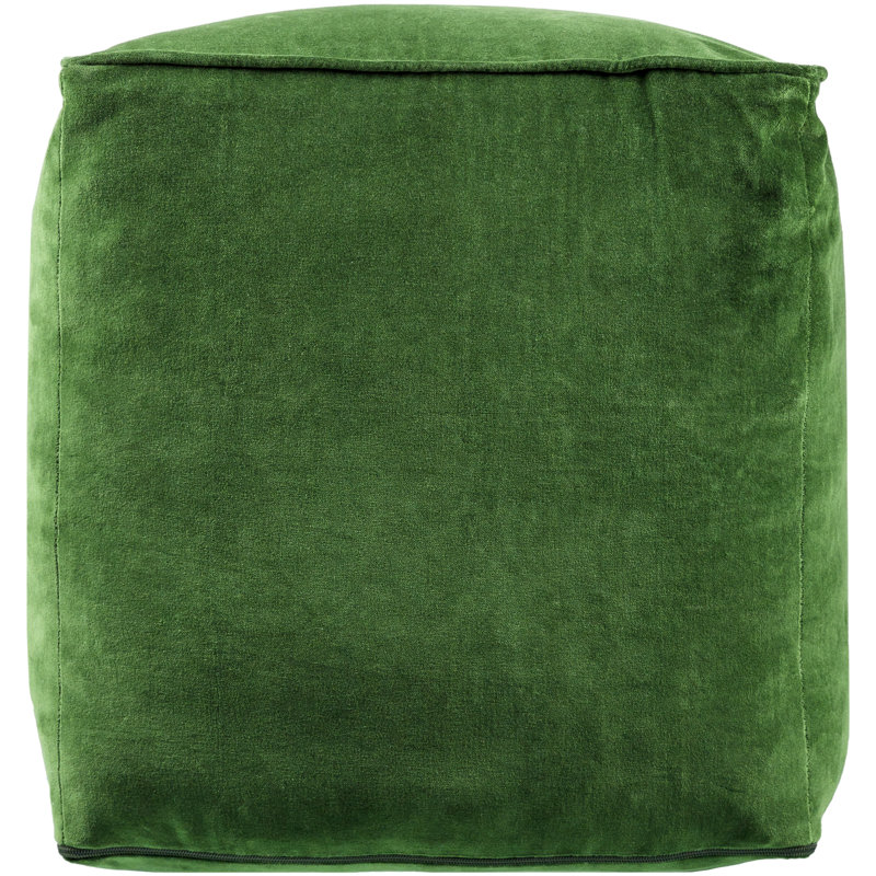 Johnson 16" Square Pouf, Green Velvet