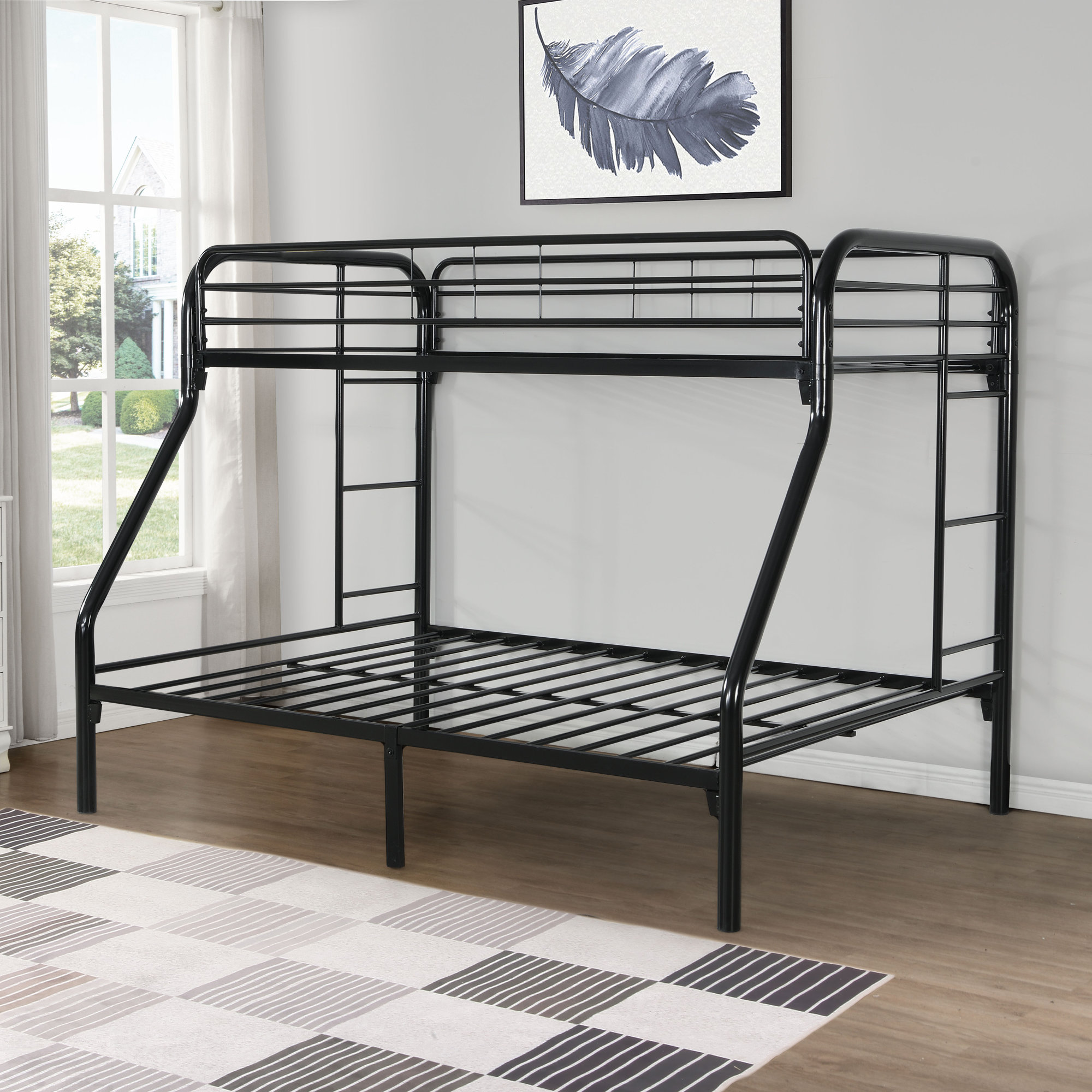 Kids Twin Over Full Bunk Bed, Black
