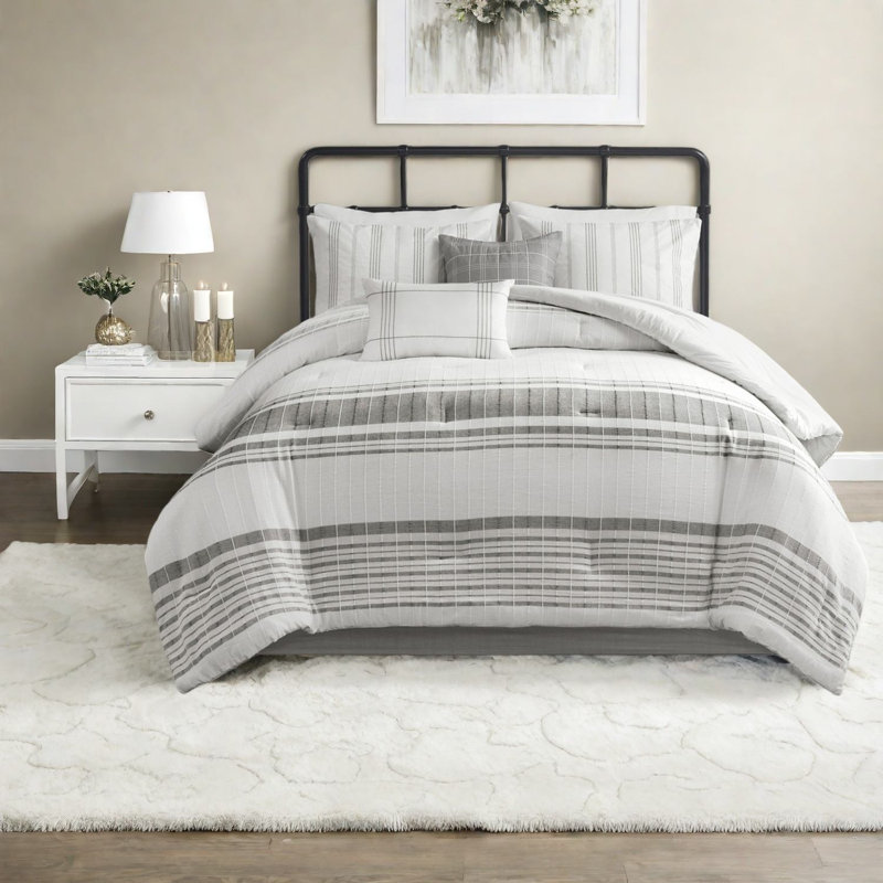 Premium Cotton Comforter Bedding Set, Oversized Jacquard Design, Farmhouse Style For Home
