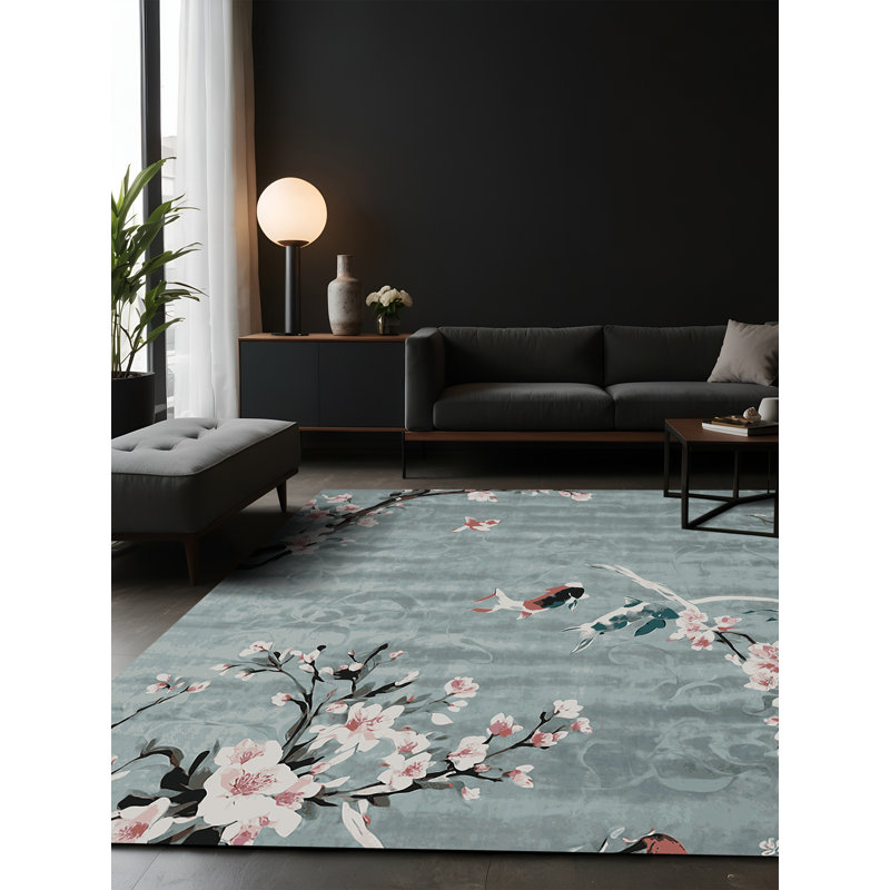 Tapis gris soyeux et moelleux, Carré 5 pi