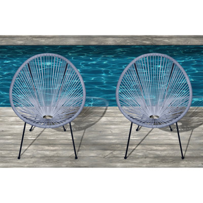 Chaise d'extérieur confortable - bleu gris. Matériaux. Assemblage et rangement faciles. Siège élégant (H 35,55 po x l 26,25 po)