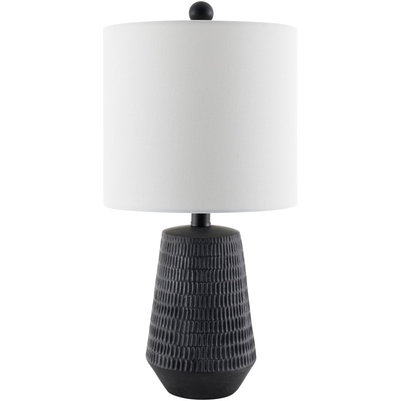 Ashyra Resin Table Lamp, Matte Black, White