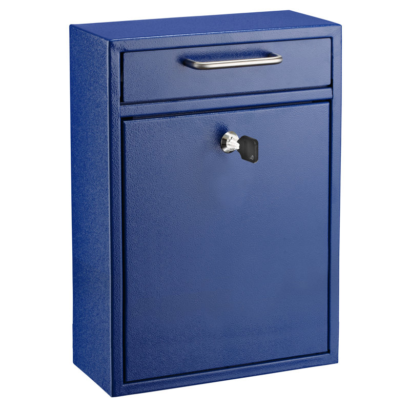 Grande boîte aux lettres murale sécurisée avec serrure à clé, Bleu, H 16,2 po x l 11,2 po x P 6,7 po