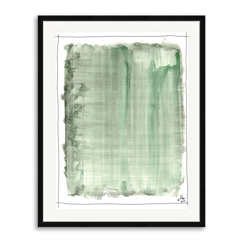 Gray Green Print by Mark Lembo, Black Framed Paper, 30" H x 24" W