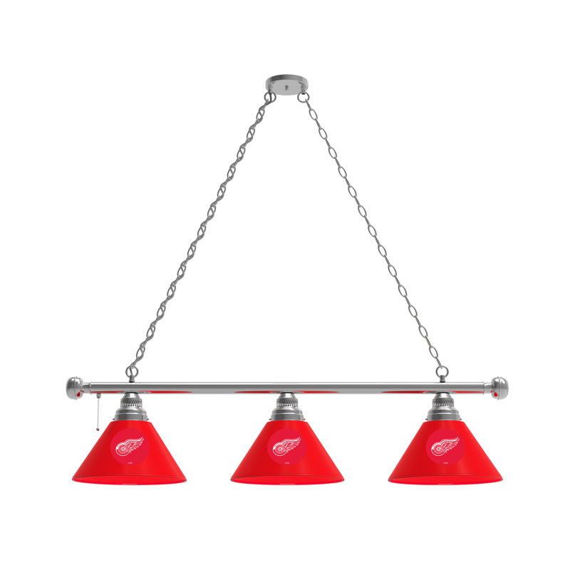 Luminaire suspendu 3 lumières NHL, Chrome, Detroit Red Wings