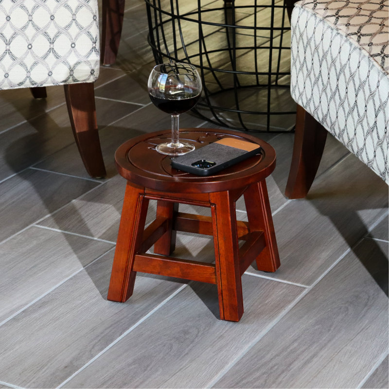 Cherry Wooden Stool With Delightful Queen Bee - Ideal For Versatile Use As Footrest, Or ' Seat And Functional Ottomans, Footrests