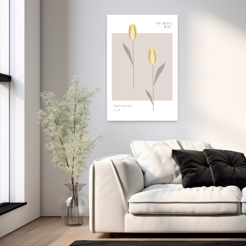 Art contemporain avec tulipe abstraite, H 36 po x l 24 po