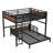 Queen Bunk Bed Metal Frame, Convertible to Two Beds, Raised Guardrails, Walnut Finish