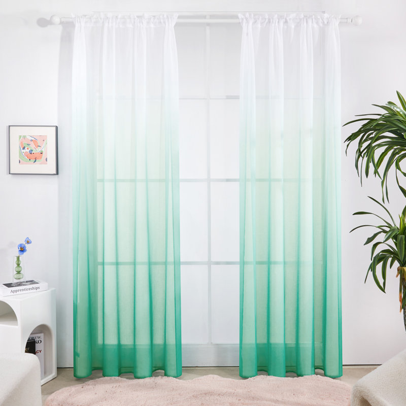 Paire de rideaux transparents Zhejno, Vert glacé, L 52 po x L 84 po