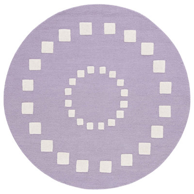 Round Namira Hand Tufted Wool/Cotton in Purple/Ivory Area Rug