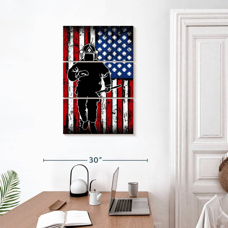 Grunge American Firefighter, 32" H x 20" W