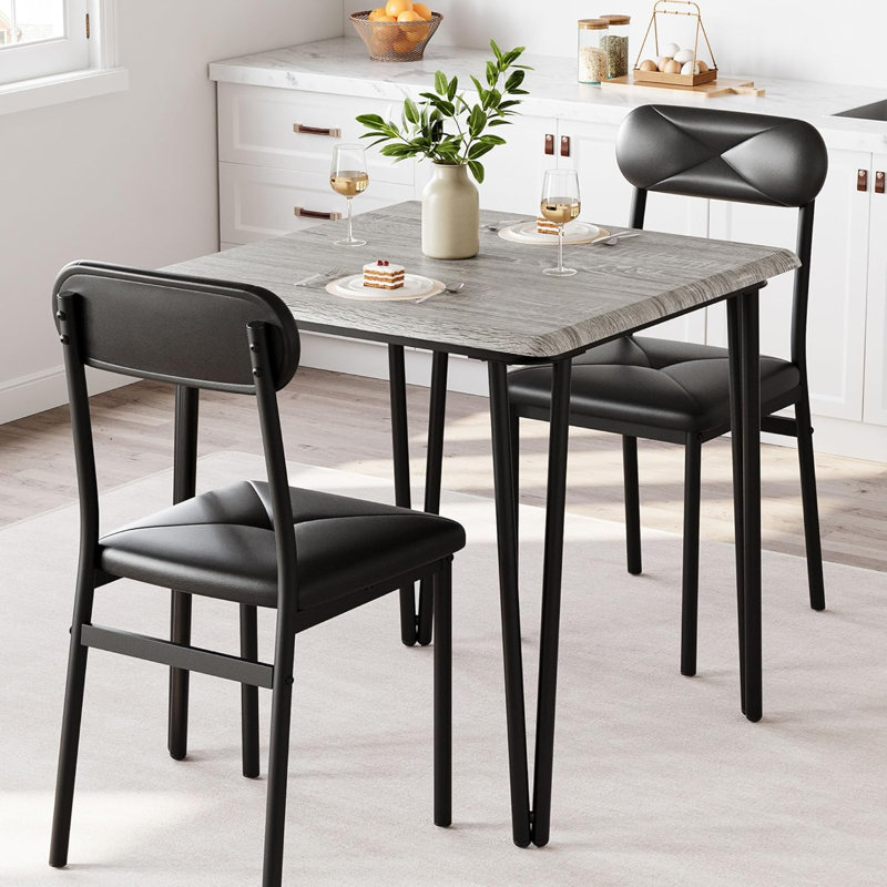 Ensemble de table de salle à manger, tables et chaises rembourrées, meubles de cuisine ou d'appartements peu encombrants, 3