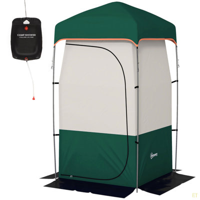 Tente de douche portable Outsunny, abri d'intimité, vestiaire de camping avec sac de douche solaire, plancher et sac de transport