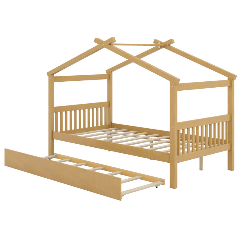 Lit en bois avec couchette, Naturel