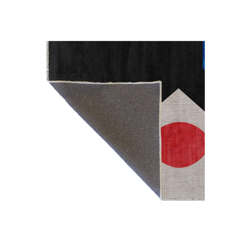 Tapis lavable bleu et noir, Sous-tapis rectangulaire de 3 pi 3 po x 4 pi 11 po