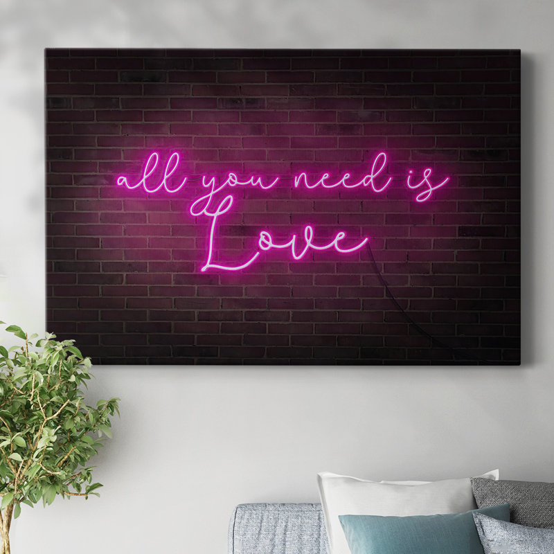 Neon Love I-Gallery Wrapped Canvas, H 8 po x l 12 po