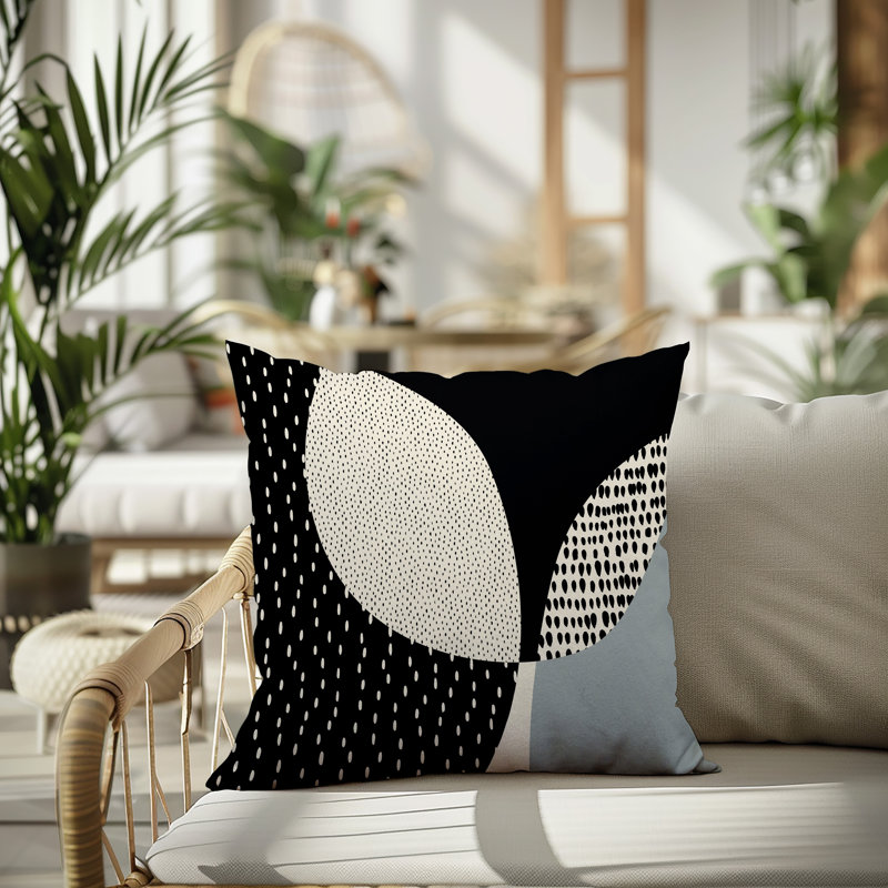 Coussin carré intérieur / extérieur pia, H 15 po x l 15 po, Grey/Black/Off-White