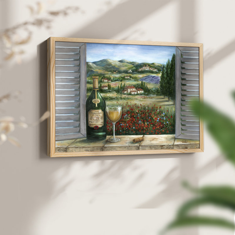 Blanc toscan et coquelicots - Reproduction encadrée - Restickable, Naturel, H 16 po x l 20 po
