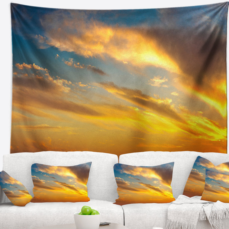 Tapisserie «Seashore Amazing Golden Sky at Sunset», H 50 po x l 60 po