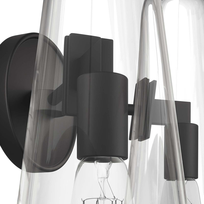 Beacon Slim Glass Cone 2-Light Black Wall Sconce