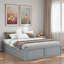 Structure de lit plateforme en bois avec 6 tiroirs, gris