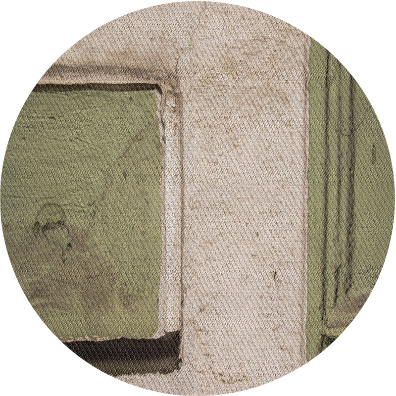 Vert épingle/gris pâle Tapis décoratif, Rond 6 pi