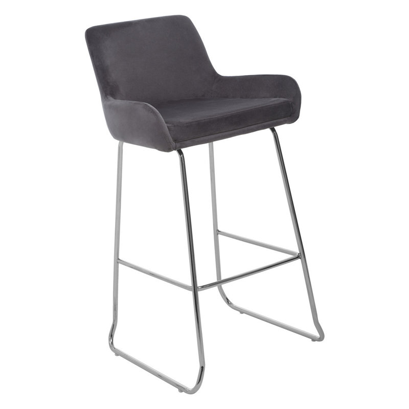 Elsberry Upholstered Counter Stool with Metal Frame, Silver, Mink