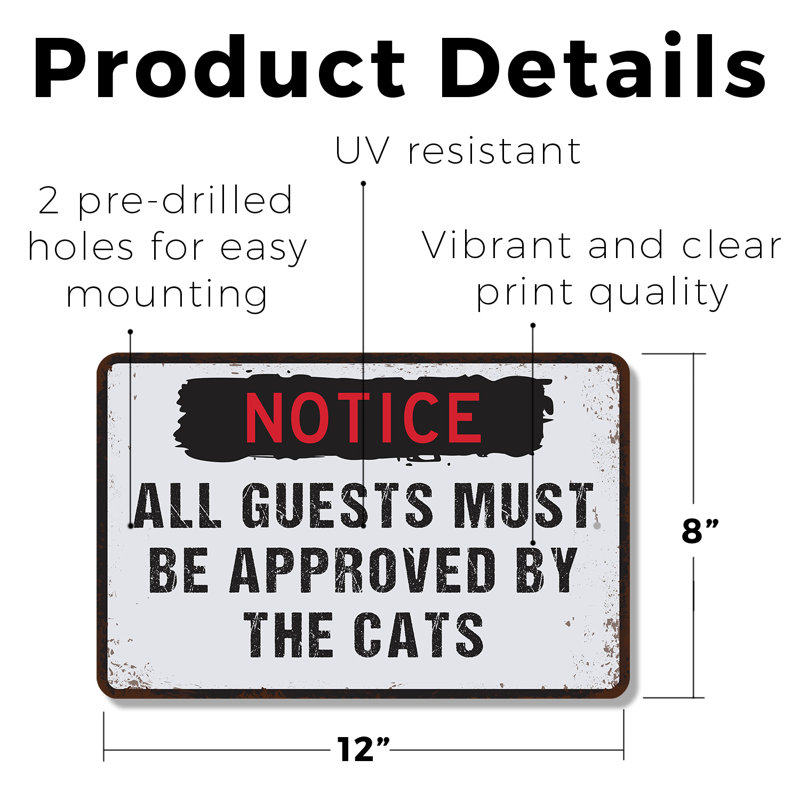 Funny Cat Welcome 8 Inch x 12 Inch Plastic Sign