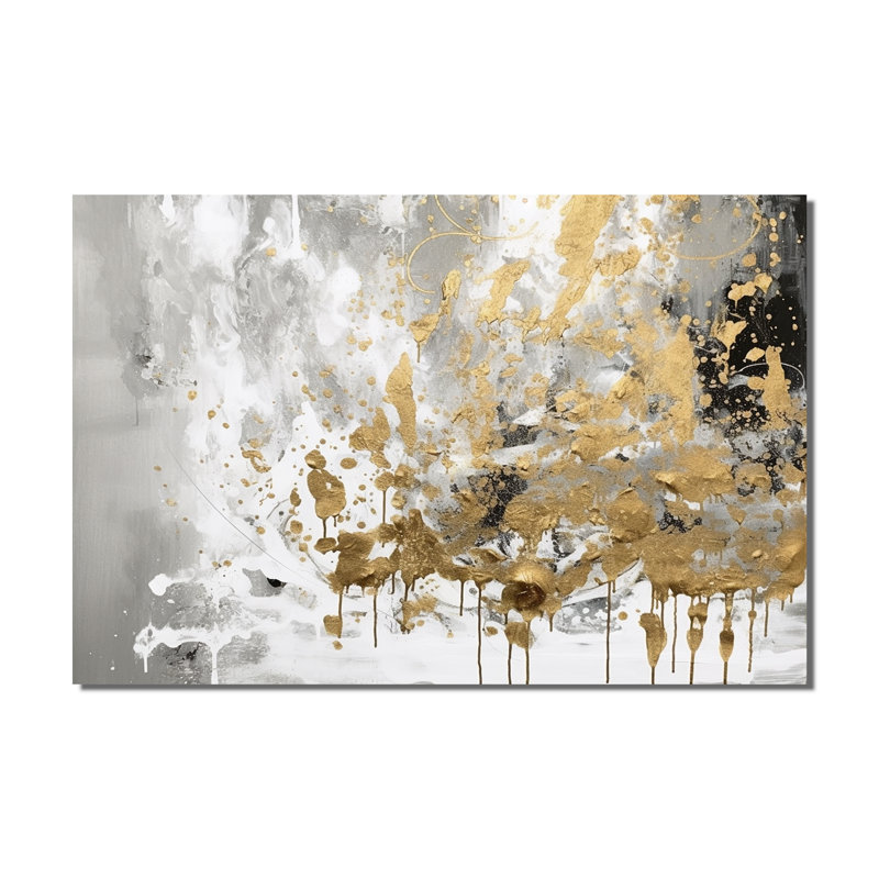 Blanc et or moderne abstrait - art mural abstrait sur toile